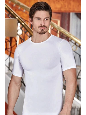 Erkek Beyaz Likralı Bisiklet Yaka Atlet