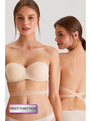 Kadın 6027 Pisa Destekli Push-up Straplez Multi Function Sütyen Ten