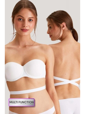 6027 Beyaz Pisa Push Up Straplez Multi Function Mikro Sütyen Askı Hediyeli