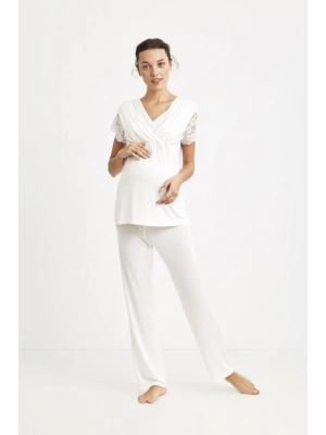 Kadın Ekru Hamile Pijama Takım