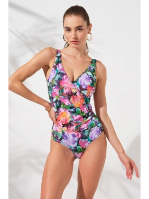 Cannes Kalın Askılı Korseli Kruvaze Mayo Violet 231127-d