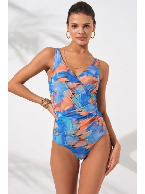 Cannes Kalın Askılı Korseli Kruvaze Mayo Marbel 231127-d