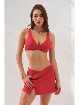 Pearl Etekli Fra Bikini Takım Üçlü Set Kırmızı 231228