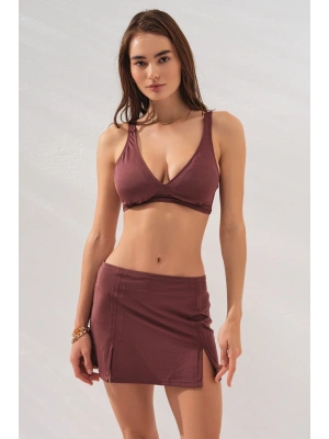 Toffee Fra Yırtmaç Detaylı Etekli Set Üçgen Bikini Takımı Ayarlanabilir Kalın Askılı Kullanışlı