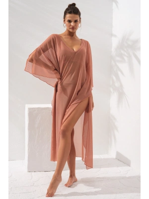 V Yaka Elbise Pareo Bronz 231803