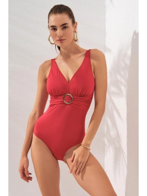 Stella V Yaka Tokalı Korseli Mayo Kırmızı 231133