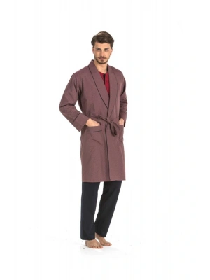 5 Li Uzun & Şortlu Pijama Robdöşambır Bordo Damat Çeyiz Seti 5560