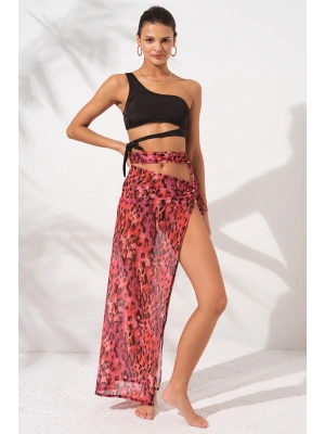 Yırtmaçlı Tül Tek Etek Blush 231807-d