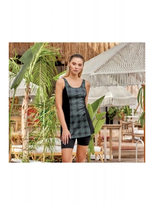 Mayo Sıfır Kol Şortlu Yarı Kapalı Mayo Veera 2 3603 Siyah