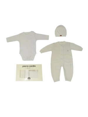 %100 Pamuk Triko Tulumlu 3 Parça Hastane Çıkış Seti 303950