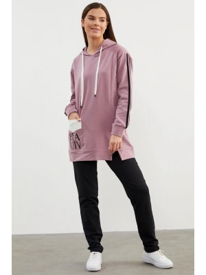 Kapüşonlu Oversize Eşofman Takım - Lila