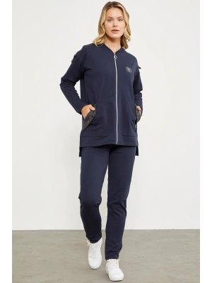 Sim Kumaş Kombinli Fermuarlı Takım - Lacivert