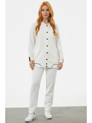 Büyük Beden Tunik Eşofman Takım - Ekru