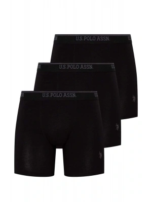 Erkek Siyah 3 Lü Uzun Paçalı Boxer