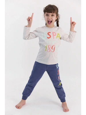 U.S. Polo Assn Bejmelanj Kız Çocuk Uzun Kol Ribanalı Pijama Takımı