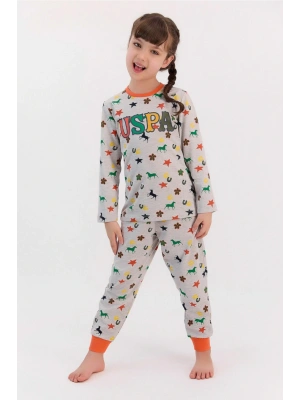 U.s. Polo Assn Yıldızlı Bejmelanj Kız Çocuk Pijama Takımı