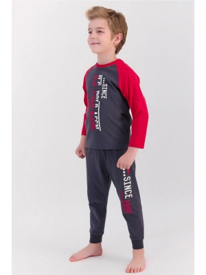Antrasit Bordo Erkek Çocuk Pijama Takımı