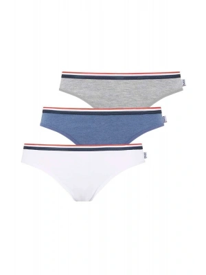 Kadın Beyaz - Mavi Melanj - Gri Melanj 3 Lü Slip 66271