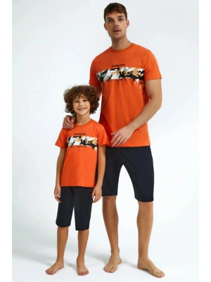 Erkek Baba Oğul Kombin Yazlık Kapri Takım Rp2727-msd Turuncu