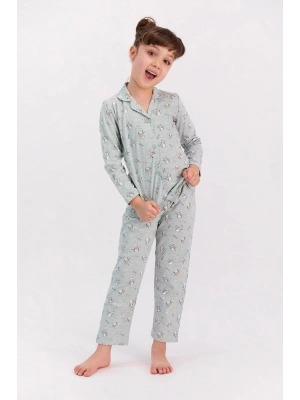 Relax Yeşilmelanj Kız Çocuk Mevsimlik Gömlek Pijama Takımı Rp2579-c