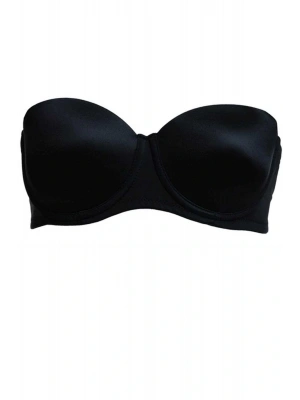 Kadın Siyah 6021 Balenli Straplez Şeffaf Askılı Desteksiz Micro Sütyen