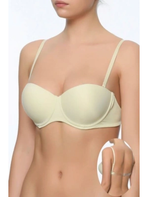 Kadın Ten 6021 Balenli Straplez Şeffaf Askılı Desteksiz Micro Sütyen