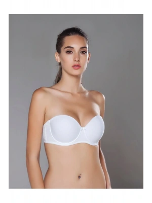 Kadın Beyaz Straplez Dolgusuz Sütyen MML2153