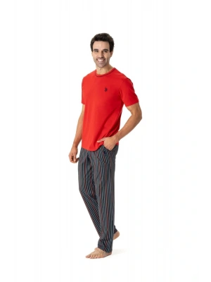 U.S. Polo Assn. Erkek Kırmızı Yuvarlak Yaka Pijama Takımı B.1O.8N.8Nİ.0CL0D