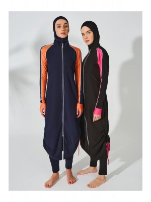 Spor Parmak Geçirmeli Uzun Tesettür Mayo