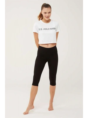 Us Polo Assn U.s Polo Assn. 16608 Kadın Kısa Spor Tayt- Siyah
