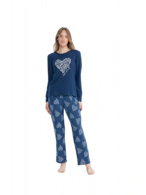 U.S. Polo Assn. Kadın Lacivert Yuvarlak Yaka Pijama Takımı