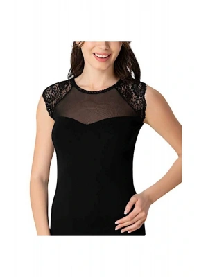 1270 Göğüs Tül Omuz Dantel Tişört