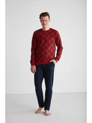 U.S. POLO ASSN. - Erkek Bordo Yuvarlak Yaka Pijama Takımı