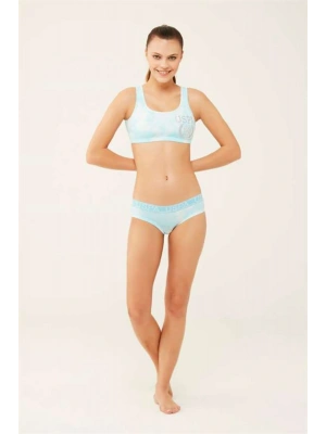 Kadın Lisanslı  Mavi Büstiyer Şort Takım