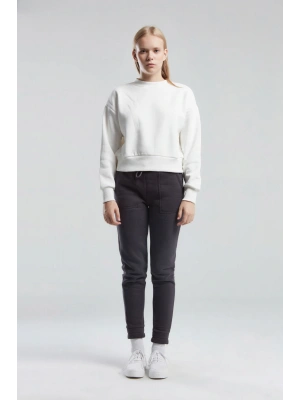 KADIN BASIC BİSİKLET YAKA UZUN KOL SWEATSHIRT Whıte
