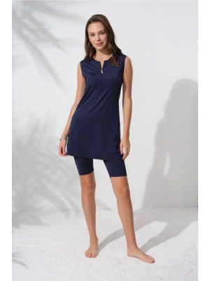 Fermuarlı Kolsuz Tesettür Mayo LACIVERT