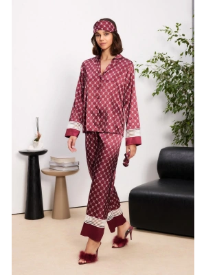 Saten Kadın Pijama Takımı - 1320 Bordo