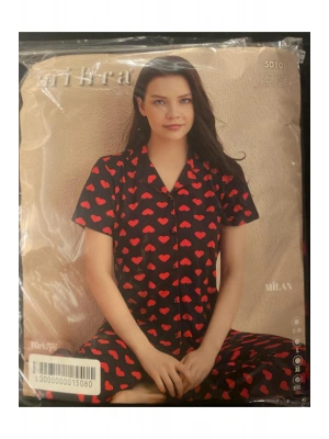 MİHRA  MİLAN DÜĞMELİ  DES.PİJAMA TAKIM50501