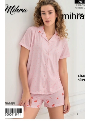 Yumuşak Dokulu Milan Kumaş Kadın Önden Düğmeli Şortlu Takım 70115