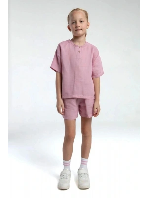 Kız Çocuk Şort Takım Müslin Dokuma Kumaş