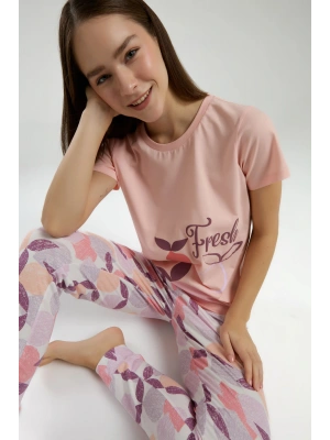 Kadın Turuncu Kısa Kol Pijama Takım