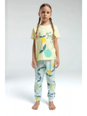 Kız Çocuk Sarı Kısa Kol Pijama Takım