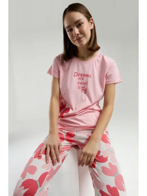 Kadın Pembe Kısa Kol Pijama Takım