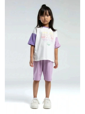 Kız Çocuk Mor Bermuda Takım