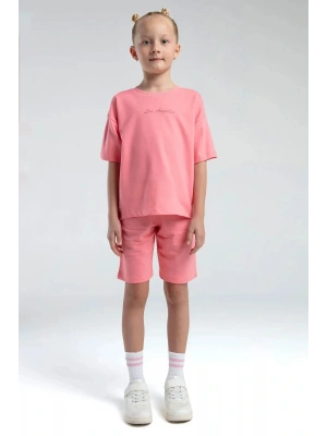 KIZ ÇOCUK BERMUDA TAKIM - NEON PEMBE