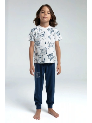Erkek Çocuk Beyaz Kısa Kol Pijama Takım