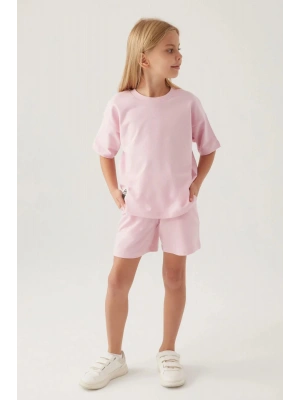 KIZ ÇOCUK ŞORT TAKIM - TOZ PEMBE