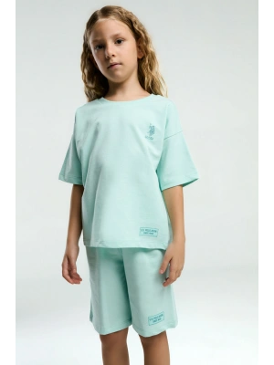 Kız Çocuk Mavi Bermuda Takım