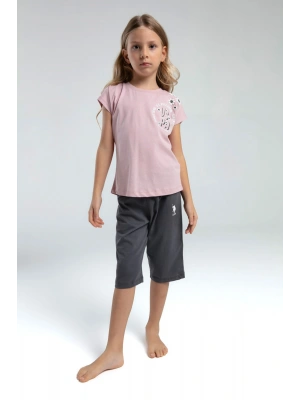 Kız Çocuk Pembe Kapri Takım