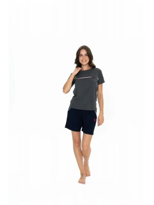 U.S. Polo Assn. Kadın Yuvarlak Yaka Alt Üst Çizgi Detay Pijama Şort Takım